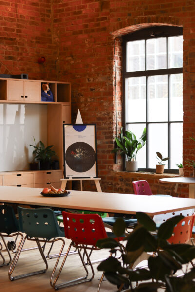 Inside of a brick work creative studio.