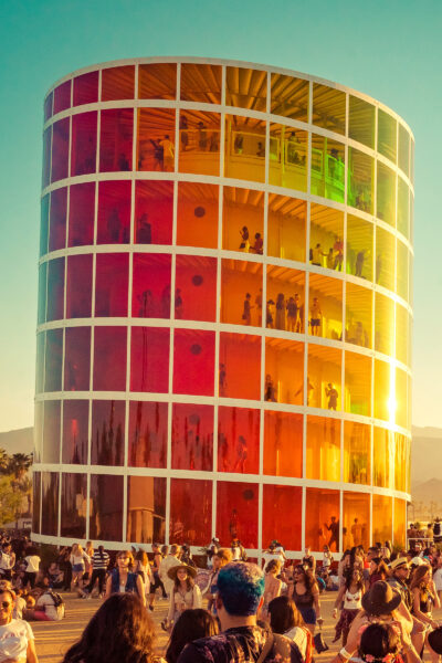 Large colourful rainbow installation