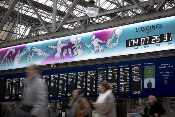 Glasgow 2026 Commonwealth Games Countdown Clock at Glasgow Central Station