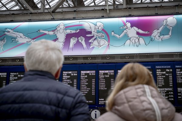 Glasgow 2026 Commonwealth Games Countdown Clock at Glasgow Central Station